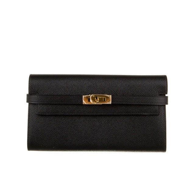 エルメス ケリー ロングウォレット ブラック エプソン ゴールド金具 長財布 HERMES KELLY LONG WALLET ..