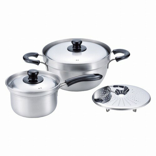 燕三 IH対応ふきこぼれにくい片手鍋16cm＆両手鍋23cm（目皿付）【送料無料】