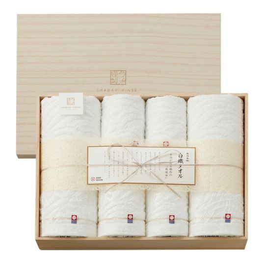 【ポイント5倍】imabari towel japan 今治タオル 今治謹製 白織タオル タオルセット（木箱入り）【出産..