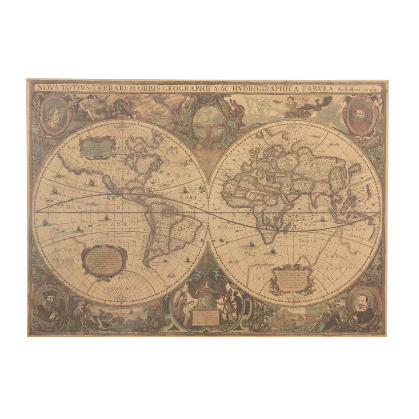 レトロ 世界地図 航海マップ ヴィンテージクラフト紙 72.5×51.5cm 装飾ポスター
