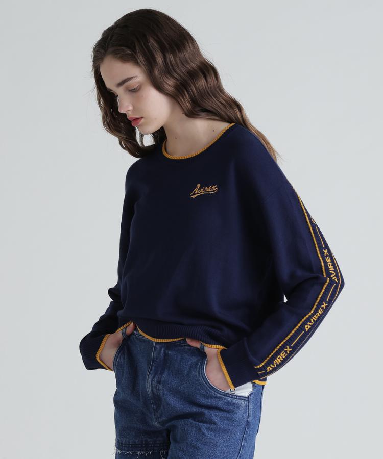 ★SALE｜AVIREX 公式通販｜COLOR LINE BACK LOGO KNIT TOPS/カラーライン バック ロ...