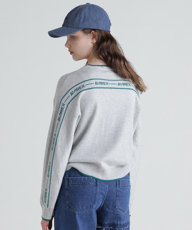 ★SALE｜AVIREX 公式通販｜COLOR LINE BACK LOGO KNIT TOPS/カラーライン バック ロ...