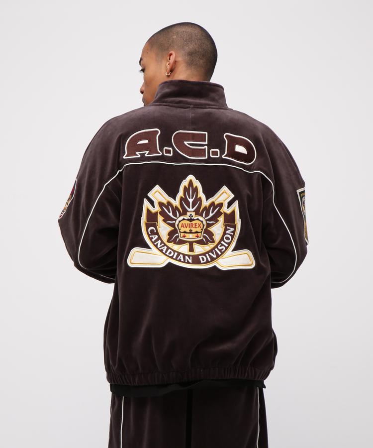 ★SALE｜AVIREX 公式通販｜VELOUR RAGLAN SLEEVE STAND ZIP A.C.D / ベロア ラグラ...
