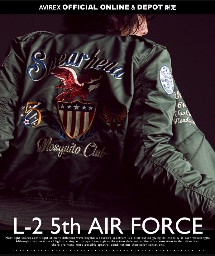 AVIREX 公式通販・オンライン/DEPOT限定 | 限定L-2ジャケットがリリースL-2 5th AIR FORCEフライトジャケット ライトアウター 秋 春 FIFTH