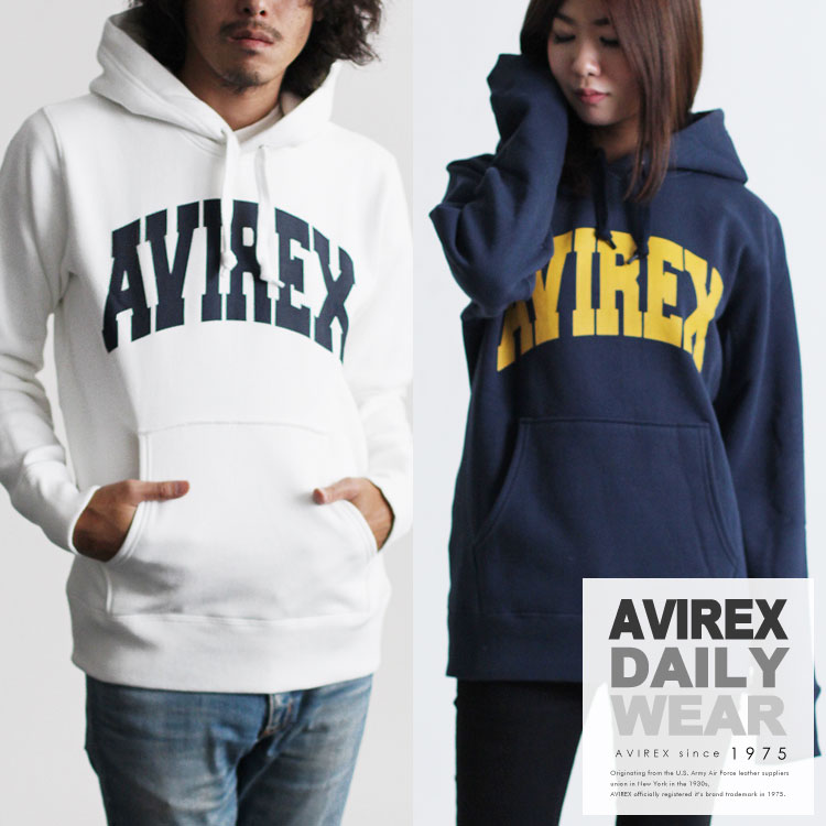 AVIREX 公式通販・DAILY WEAR | アビのロゴ入りプルオーバーパーカーDAILY L/S SWEAT LOGO PULL PARKA(アビレックス/アヴィレックス) 裏起毛 秋 冬 暖かいのサムネイル