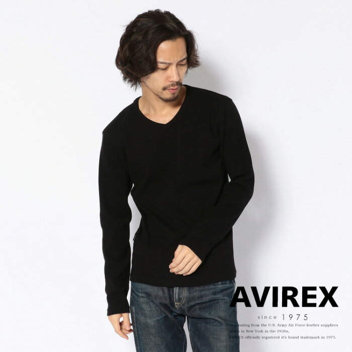 AVIREX 公式通販・DAILY WEAR | ミニワッフル 長袖 Vネック Tシャツ/MINI WAFFLE T-SHIRT(アビレックス アヴィレックス)メンズ 男性