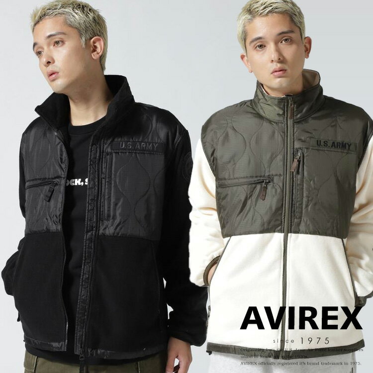 ☆★タイムセール｜AVIREX 公式通販｜キルト コンビ フリース / QUILT COMBI FLEECE JACKET(アビレックス アヴィレックス)メンズ 男性※セール品につき交換 返品不可