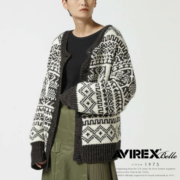 ★SALE｜AVIREX 公式通販｜2WAY PATTERN KNIT TOPS/ 2ウェイ パターンニットトップス/ カーディガン(アビレックス アヴィレックス)レディース 女性※セール品につき交換 返品不可のサムネイル