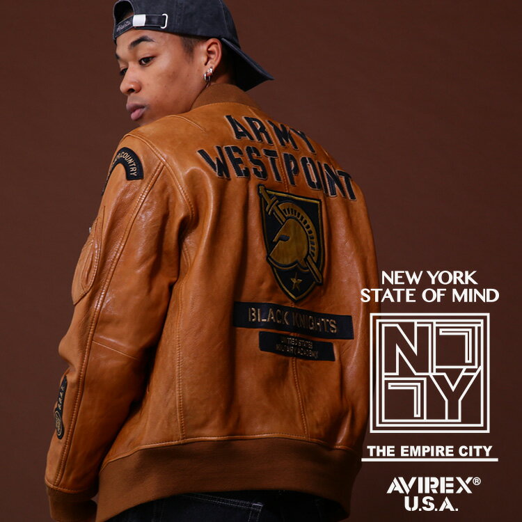 AVIREX 公式通販｜《COLLECTION》AGED LEATHER TYPE MA-1 JACKET WEST POINT/エイジド レザー タイプ MA-1 ジャケット ウエスト ポイント(アビレックス アヴィレックス)メンズ 男性