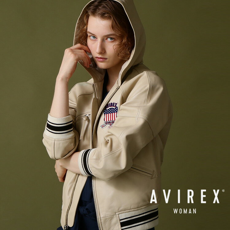 楽天AVIREXAVIREX 公式通販｜SIGNATURE HOODED LEATHER/ シグネチャー フード レザージャケット（アビレックス アヴィレックス）レディース 女性