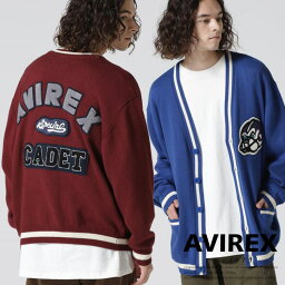 ★SALE｜AVIREX 公式通販｜LETTERED CHENILLE PATCH KNIT CARDIGAN(アビレックス アヴィレックス)メンズ 男性※セール品につき交換 返品不可