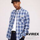 AVIREX ʔ́bLONG SLEEVE INDIGO CHECK EMBROIDERY SHIRT/CfBS `FbN GuC_[ Vc(ArbNX ABbNX)Y j