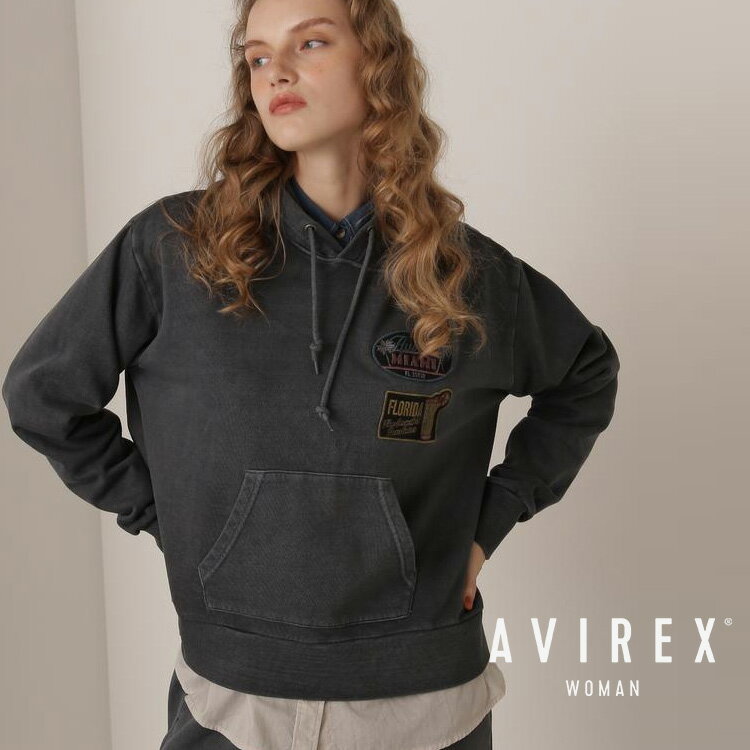 ★★タイムセール｜AVIREX 公式通販｜FADE WASH WAPPEN PARKA/フェイドウォッシュ ワッペンパーカー(アビレックス アヴィレックス)レディース 女性※セール品につき交換 返品不可