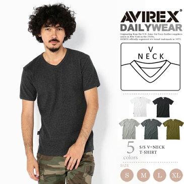 AVIREX 公式通販・DAILY WEAR | デイリー ブイネック 無地 リブ 半袖 TシャツS/S V NECK T-SHIRT(アビレックス/アヴィレックス)