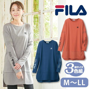 【レディースファッション】 FILAメッシュ切替チュニック 3色組 70176 ▼ レディース ファッション FILA フィラ メッシュ 切替 トップス チュニック ロンT ロング丈 Tシャツ オレンジ 杢グレー グレー ネイビー ロゴ ロゴT おしゃれ スポーツ ストリート