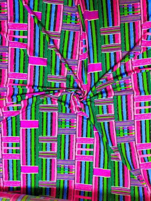 【送料無料】イタリア製輸入生地【FALCONETTO/ファルコネット】ナイロンプリント ストライプ柄　130x12..