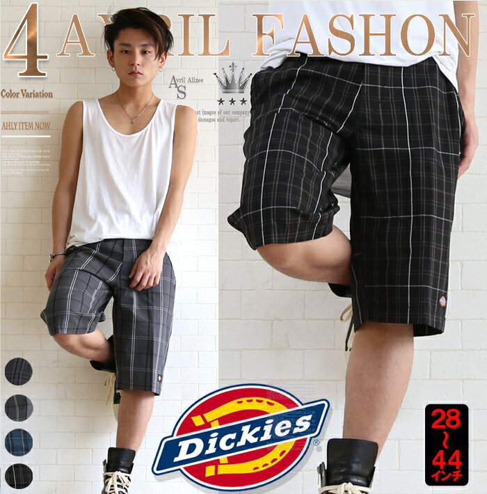 【本日限定！実質無料555円以上で555円オフ】 Dickies ディッキーズ メンズ チェック ハーフパンツ ショートパンツ 4カラー アメカジ 大きいサイズ ブラック 黒 グレー ブルー チャコール スポーツ おしゃれ 2024