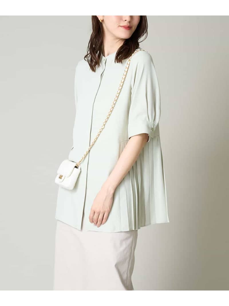 【SALE／18%OFF】サイドプリーツブラウス a.v.v アー・ヴェ・ヴェ トップス シャツ・ブラウス グリーン ベージュ グレー【RBA_E】【送料無料】[Rakuten Fashion]のサムネイル