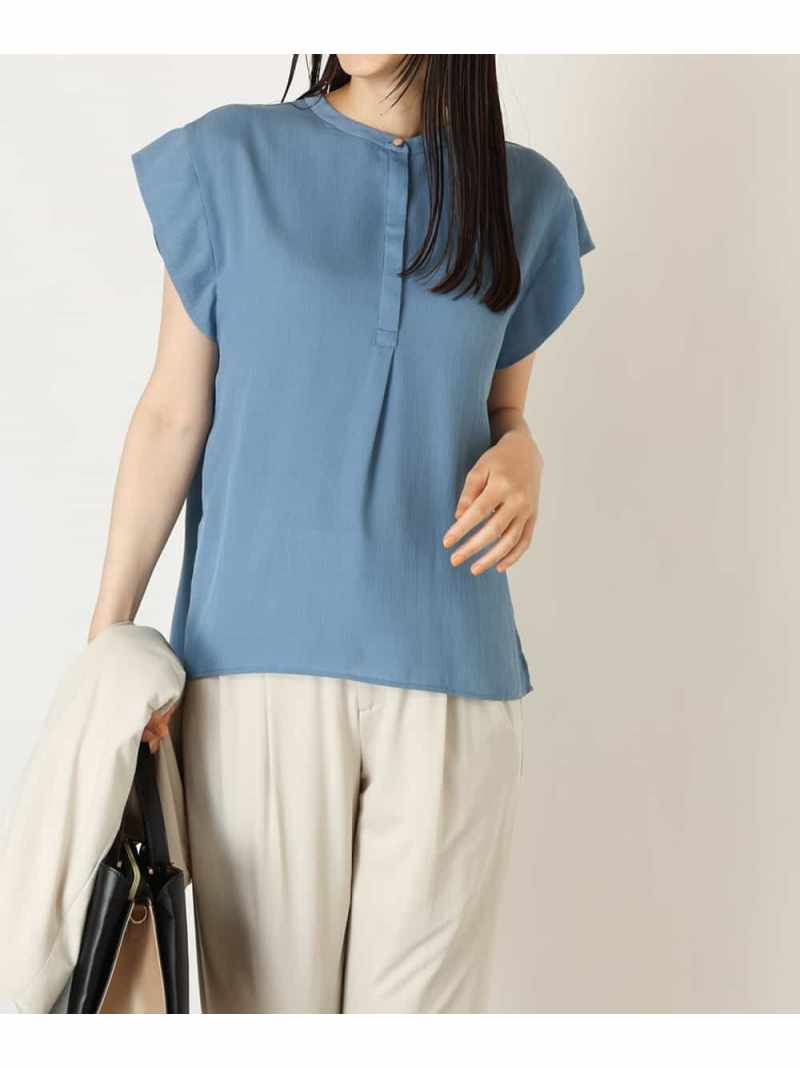 【SALE／33%OFF】楊柳サテンフレアスリーブブラウス a.v.v アー・ヴェ・ヴェ トップス シャツ・ブラウス ブルー ネイビー【RBA_E】[Rakuten Fashion]のサムネイル