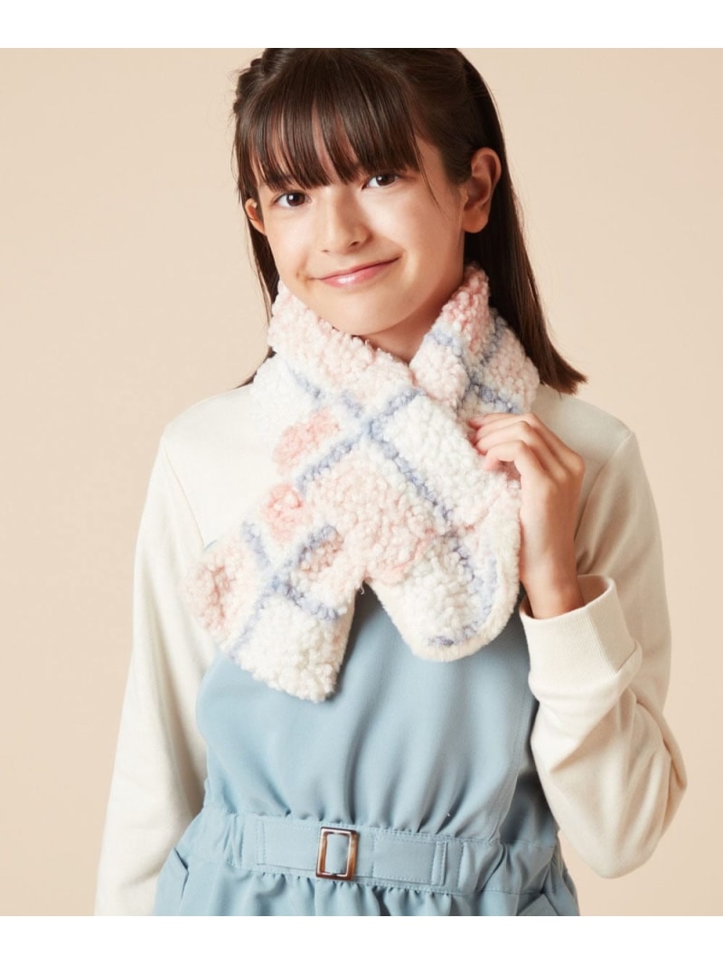 [KIDS]【リバーシブル】チェックボアマフラー a.v.v アー・ヴェ・ヴェ ファッション雑貨 マフラー・ストール・ネックウォーマー ピンク[Rakuten Fashion](4)