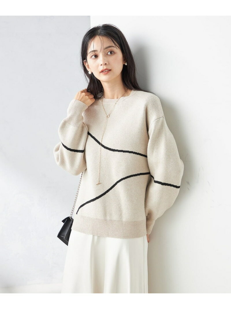 【SALE／30%OFF】ラインアートニット a.v.v アー・ヴェ・ヴェ トップス ニット グレー ベージュ【RBA_E】[Rakuten Fashion]のサムネイル