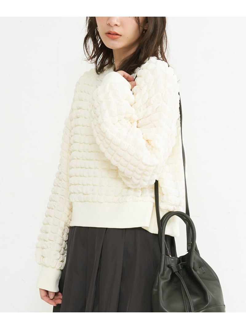 ぽこぽこポップコーンショート丈プルオーバー a.v.v アー・ヴェ・ヴェ トップス シャツ・ブラウス ホワイト ブルー ブラック【送料無料】[Rakuten Fashion]のサムネイル