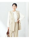 【洗える/ストレッチ/UVカット】麻調ストレッチダブルジレ a.v.v アー・ヴェ・ヴェ スーツ・フォーマル スーツジャケット グレー ベージュ ネイビー【送料...