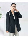【洗える/ストレッチ/UVカット】麻調ストレッチダブルブレストジャケット a.v.v アー・ヴェ・ヴェ ジャケット・アウター テーラードジャケット・ブレザー グ...