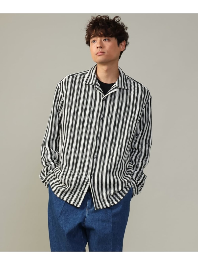 【SALE／4%OFF】【涼しくて秋見え】ストライプレースオープンカラーシャツ(洗濯機可) a.v.v アー・ヴェ・ヴェ トップス シャツ・ブラウス ブラック ブラウン【RBA_E】【送料無料】[Rakuten Fashion]のサムネイル