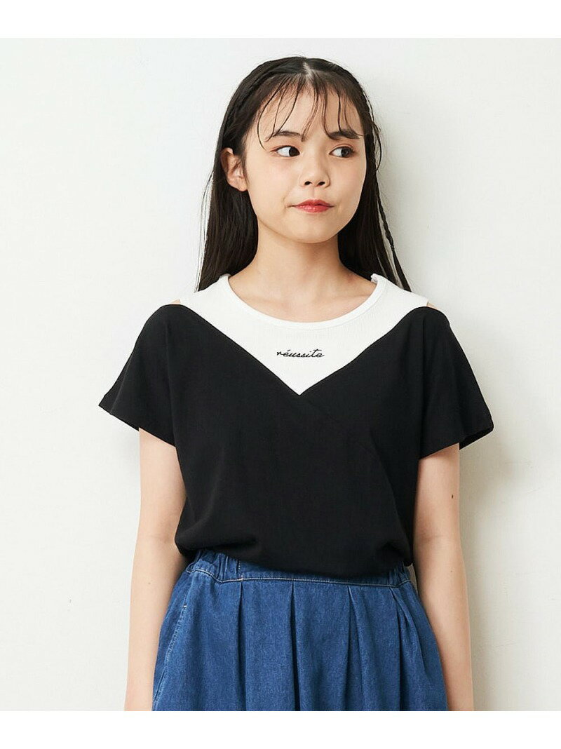 【SALE／19%OFF】[140-150]オフショルダーロゴTシャツ a.v.v アー・ヴェ・ヴェ カットソー カットソーその他 ブラック パープル【RBA_E】[Rakuten Fashion]