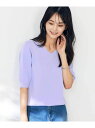 【接触冷感/UVカット】Vネックパフスリーブ美ラクるサマーニット【WEB限定】 a.v.v アー・ヴェ・ヴェ トップス ニット ブラウン パープル ネイビー【送...