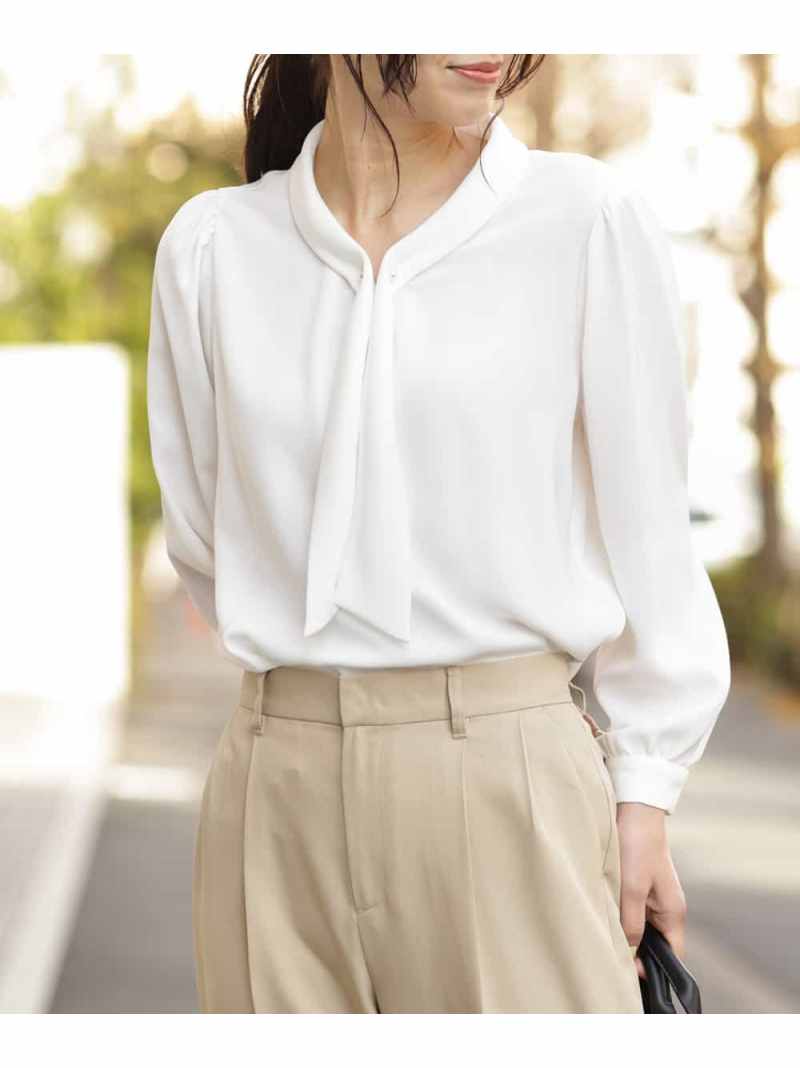 【SALE／50%OFF】チャーム付きボウタイパフブラウス a.v.v アー・ヴェ・ヴェ トップス シャツ・ブラウス ホワイト ベージュ【RBA_E】[Rakuten Fashion]のサムネイル