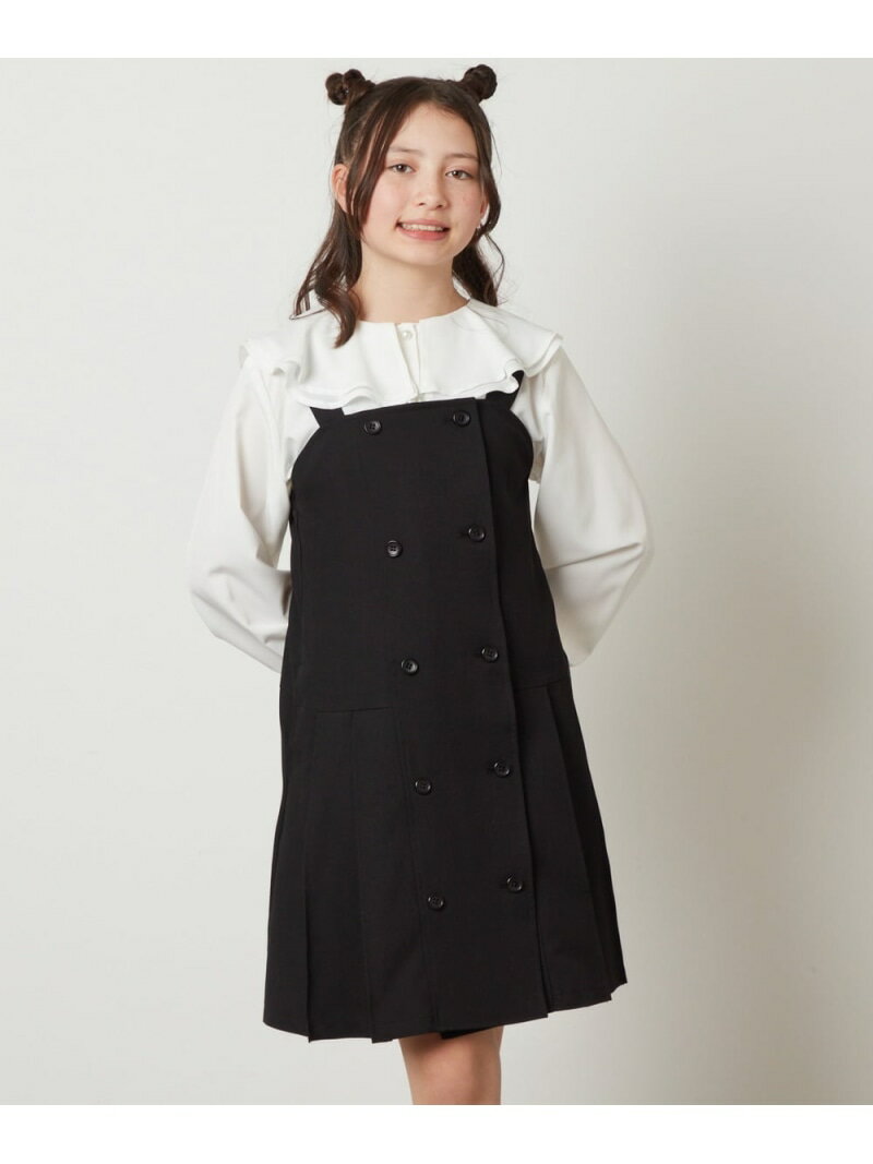 【SALE／50%OFF】[140-150]フロントボタンジャンスカ a.v.v アー・ヴェ・ヴェ ワンピース・ドレス ジャンパースカート ブラック ブルー【RBA_E】[Rakuten Fashion]