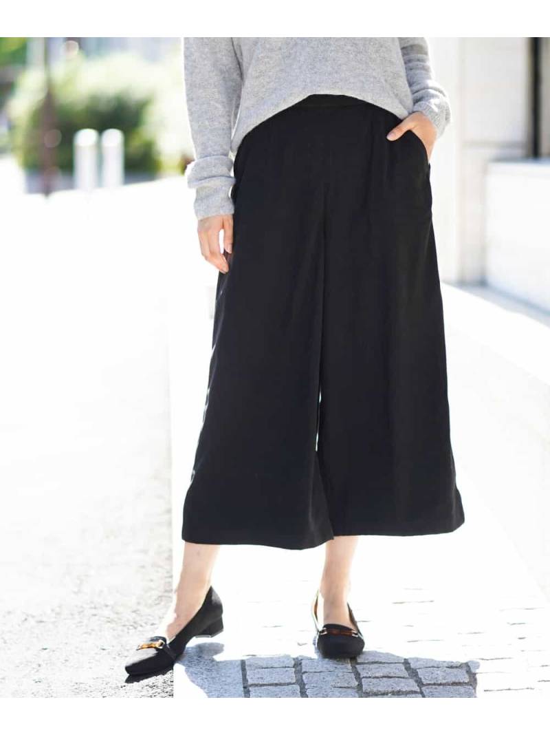スエードタッチ ワイドクロップトパンツ[WEB限定サイズ] a.v.v アー・ヴェ・ヴェ パンツ その他のパンツ ブルー ベージュ ブラック グレー【送料無料】[Rakuten Fashion]のサムネイル