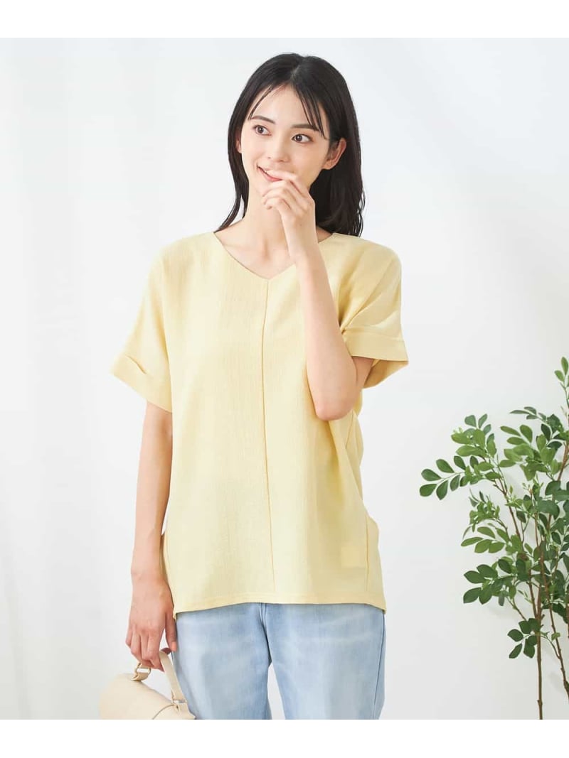 Rakuten - 【SALE／30%OFF】Vネックぽこぽこチュニック a.v.v アー・ヴェ・ヴェ トップス カットソー・Tシャツ ネイビー イエロー グレー【RBA_E】[Rakuten Fashion]