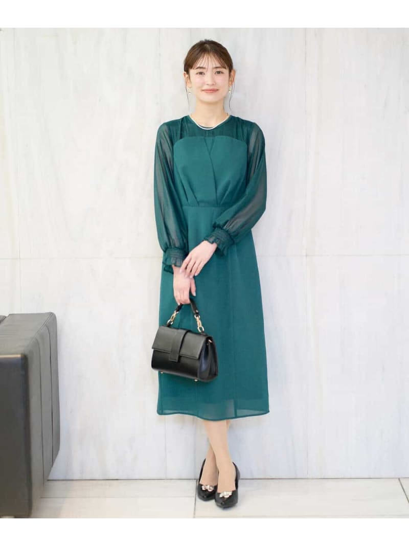 【SALE／4%OFF】デコルテシアーワンピース a.v.v アー・ヴェ・ヴェ ワンピース・ドレス ドレス ブラック グリーン【RBA_E】【送料無料】[Rakuten Fashion]