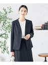 【SALE/28%OFF】【洗える/ストレッチ/UVカット】麻調ストレッチノーカラージャケット a.v.v アー・ヴェ・ヴェ ジャケット・アウター ノーカラージ...