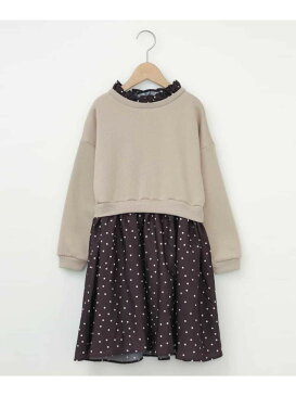 [Rakuten Fashion]【SALE／30%OFF】[100-130]スウェットドッキングワンピース[WEB限定サイズ] a.v.v アー・ヴェ・ヴェ ワンピース ワンピースその他 ホワイト ベージュ【RBA_E】