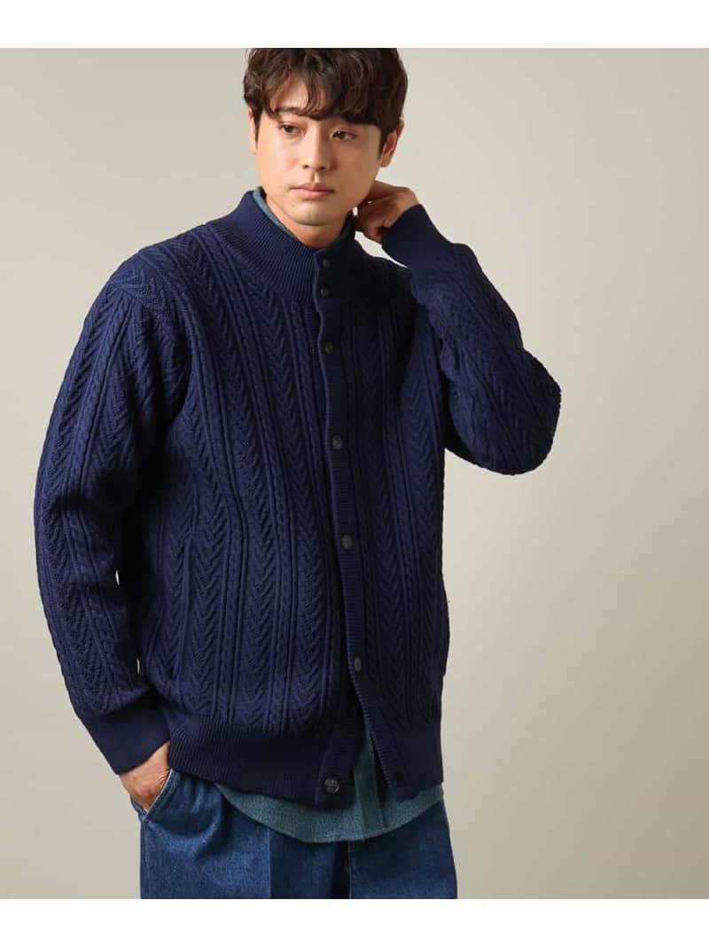 【SALE／40%OFF】【春先まで使える】ケーブル柄スタンドカラーカーディガン a.v.v アー・ヴェ・ヴェ トップス カーディガン グレー ネイビー【RBA_E】【送料無料】[Rakuten Fashion]