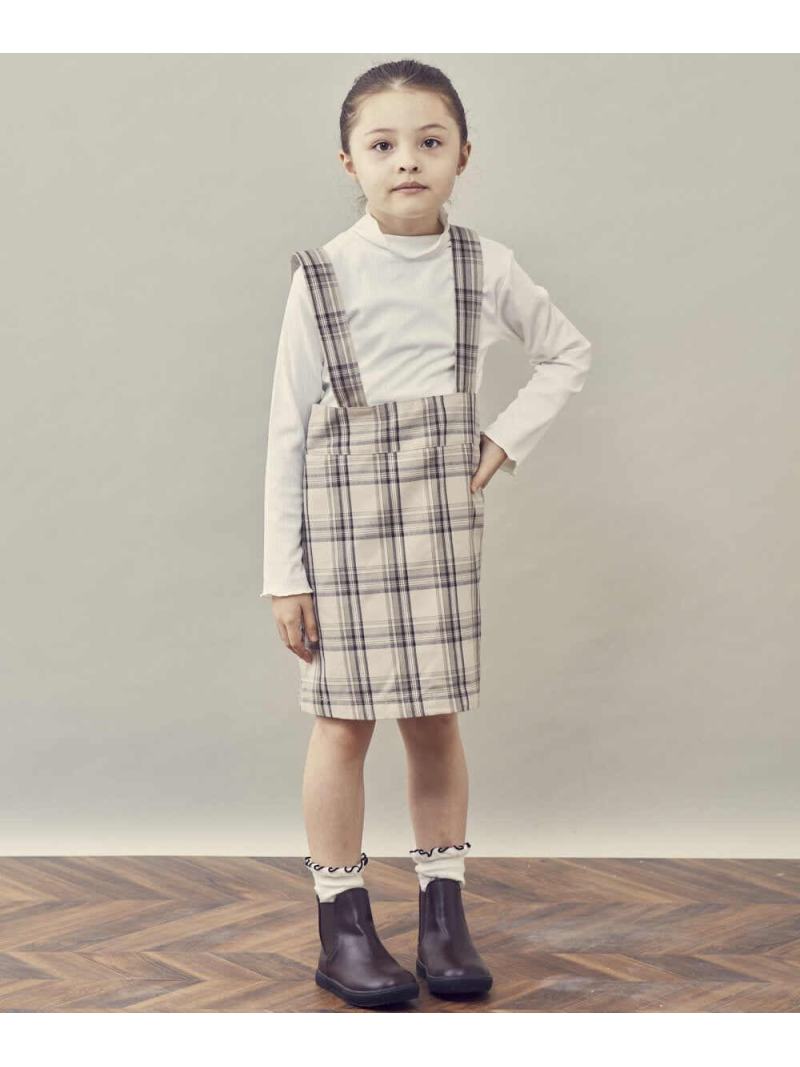 【SALE／50%OFF】[100-130]サスペンダー付きチェック柄ナロースカート a.v.v アー・ヴェ・ヴェ スカート その他のスカート ネイビー ベージュ【RBA_E】[Rakuten Fashion]