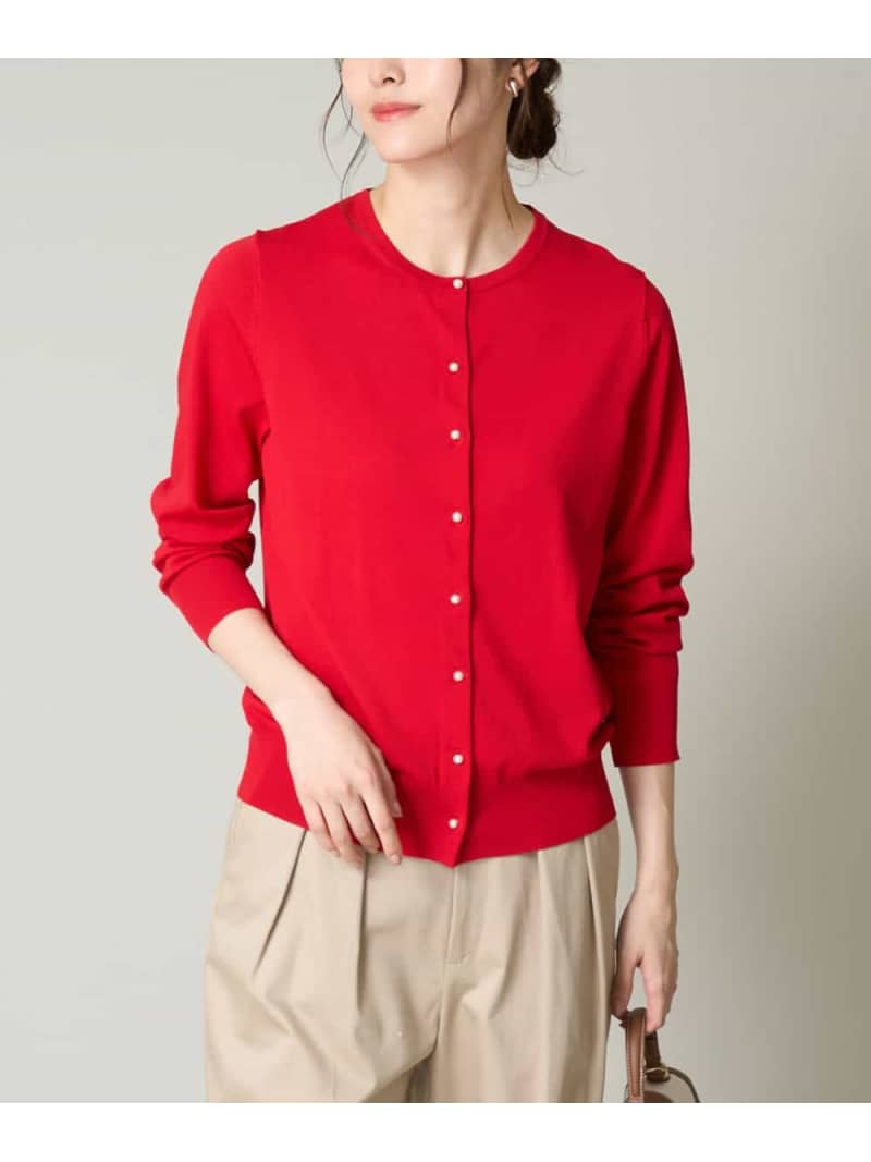 【SALE／60%OFF】【UVカット】クルーネックニットカーディガン a.v.v アー・ヴェ・ヴェ トップス カーディガン レッド グリーン ブラック ホワイト【RBA_E】[Rakuten Fashion]のサムネイル