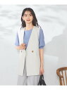 【SALE/46%OFF】ベルト付きノーカラージレ a.v.v アー・ヴェ・ヴェ ジャケット・アウター その他のジャケット・アウター グレー ブラック【RBA_...