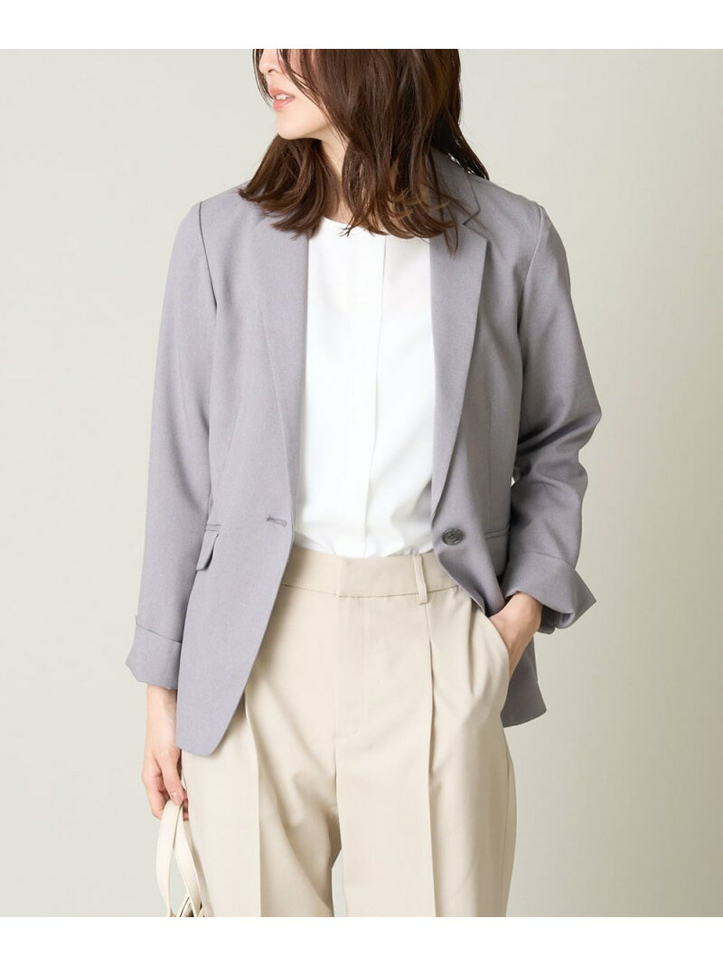 【SALE／65%OFF】【洗える/ストレッチ/UVカット】麻調ストレッチテーラードジャケット a.v.v アー・ヴ..