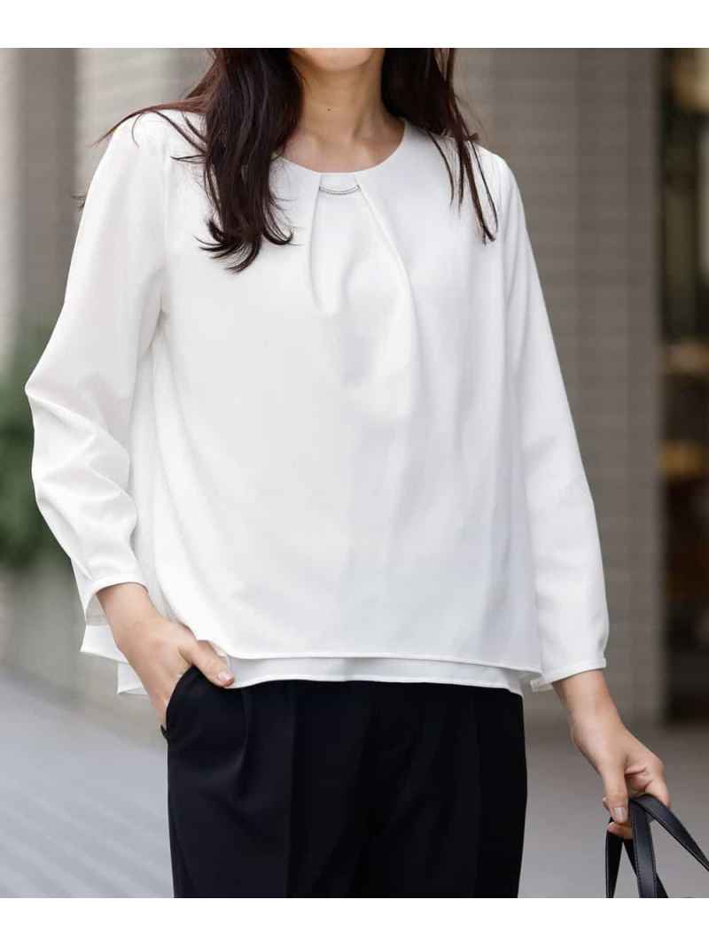 【3WAY/洗濯機で洗える】メタルチャーム付ブラウス a.v.v アー・ヴェ・ヴェ トップス シャツ・ブラウス ホワイト ブラック【送料無料】[Rakuten Fashion]のサムネイル