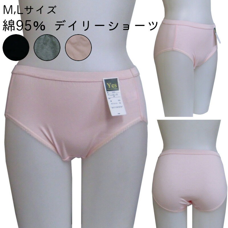 乐天商城 - 【メール便送料無料】 綿ベア天ウエスト平ゴムショーツ (M/L) 【綿素材】