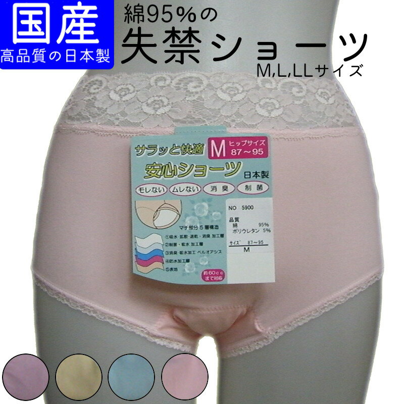 【メール便送料無料】 サラッと快適お出かけ安心ショーツ (M,L,LL) 日本製 綿 コットン