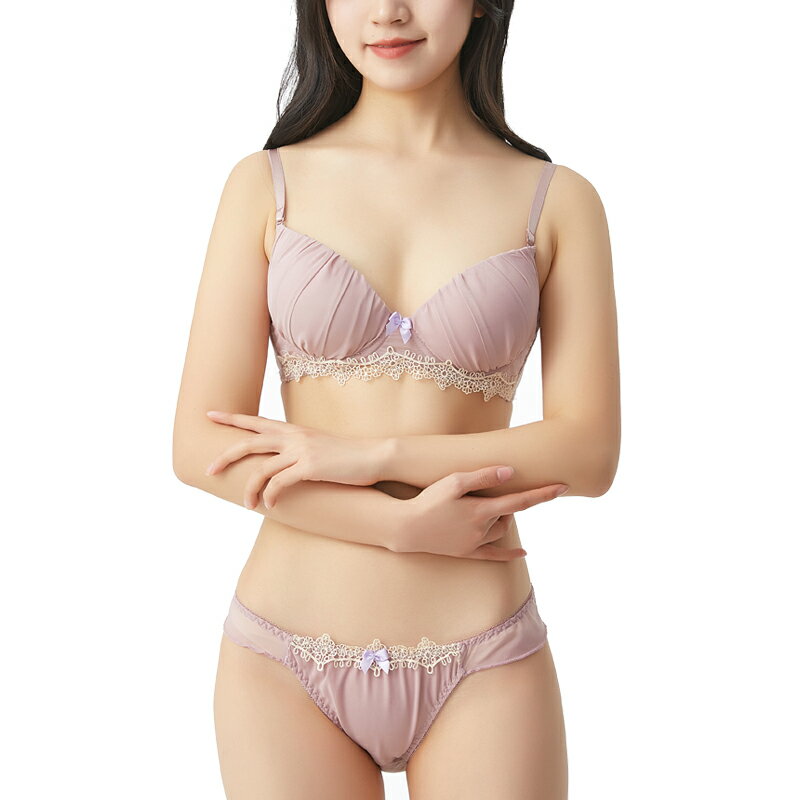 ノンワイヤーブラ セット ショーツセット かわいい ショーツ 脇高 ブラジャー ノンワイヤー 下着 レディース ブラセット メール便送料無料 ブラショーツセット 盛れる レース 谷間 寄せる (S/M/L/LL)