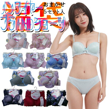 【送料込み】【福袋】【同梱可】ノンワイヤー ブラ&ショーツ福袋☆おまかせ5組 M L LL【レディース福袋】【送料無料】
