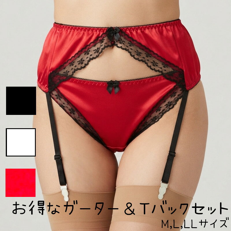 ガーターベルト＆Tバックショーツセット ガーターベルト ガーター Tバックショーツ Tバック ショーツ セット セクシー ランジェリー セクシーランジェリー メール便送料無料