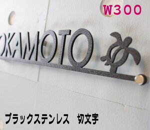 表札 ステンレス アイアン 切文字 戸建て 高級 お洒落 新築 お祝い 看板 店舗 金属 ブラック焼き付け仕上げ W300 SPS